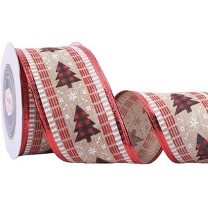 💜 Christmas Wired Ribbon, 2.5" x10 Yd for Tree Topper,Wreath,gifts,decoration